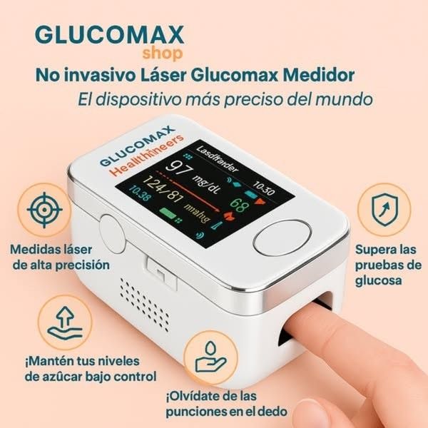 GlucoMax™: Medidor de Glucosa con Tecnología de Oxímetro Digital [98,92% DE PRECISIÓN]