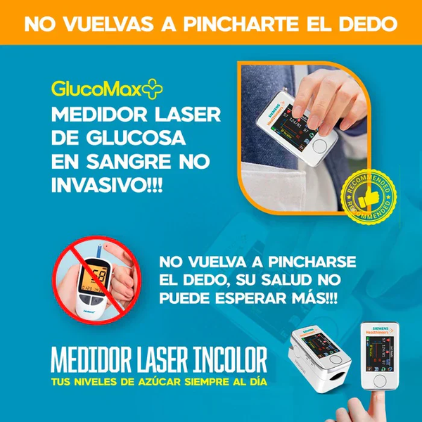 GlucoMax™: Medidor de Glucosa con Tecnología de Oxímetro Digital [98,92% DE PRECISIÓN]